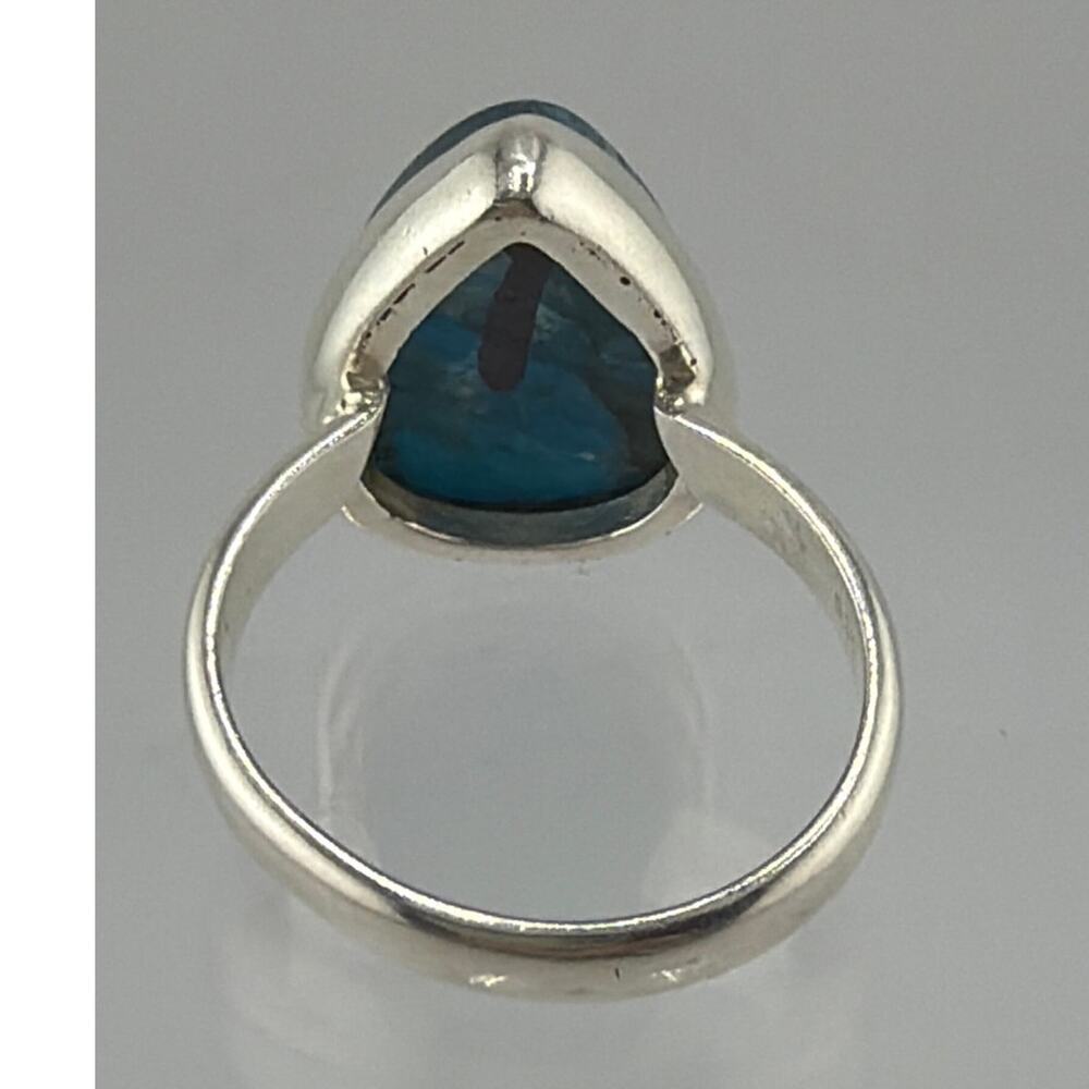 Sterling Silver Blue Apatite Teardrop Ring Minimalist Artisan Jewelry 6.5 - Picture 4 of 6